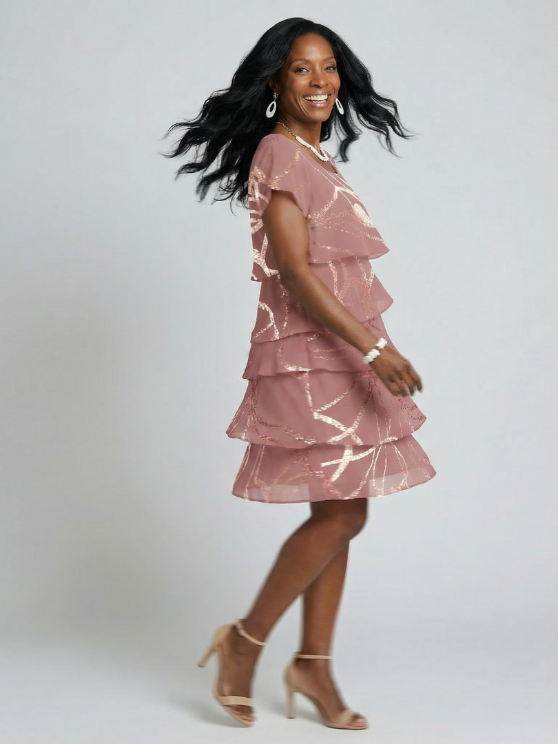 Hoku | Vestido pelo joelho com padrão abstrato elegante