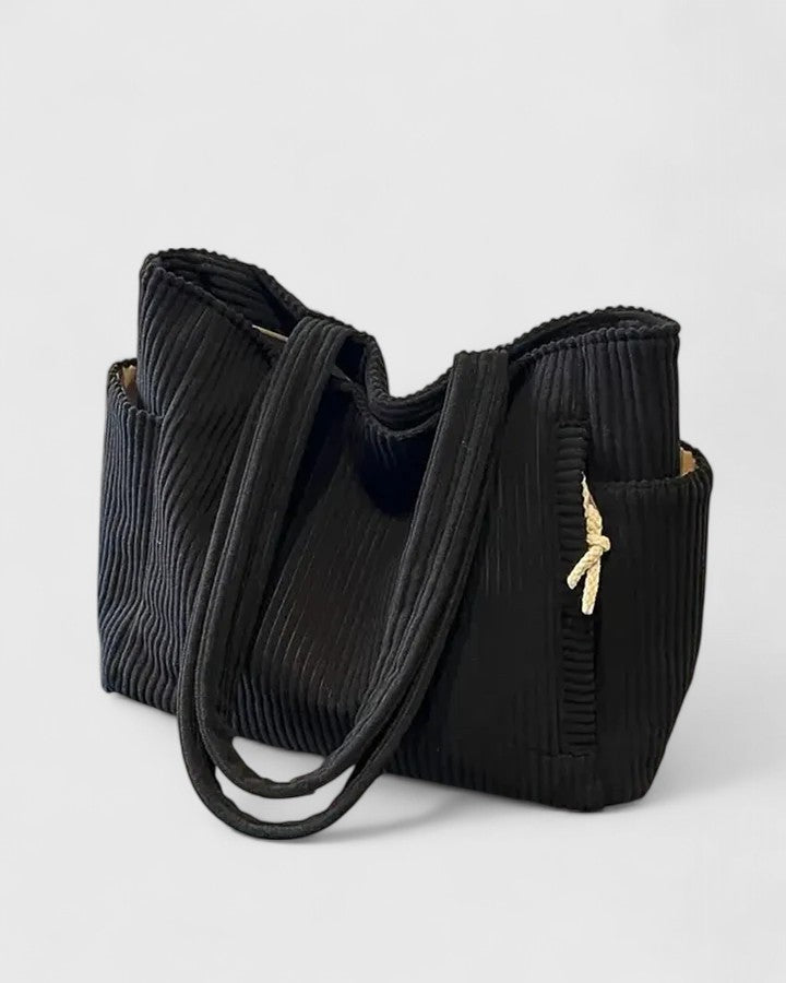 Liorane | Mala tote luxuosa canelada com detalhe de cordão