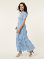 Brielle | Vestido midi em camadas com decote em V e mangas curtas