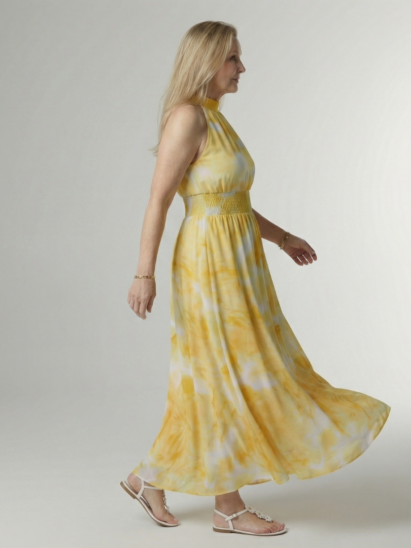 Sylin | Vestido midi halter fruncido