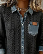 Camisa de manga larga con patchwork vaquero