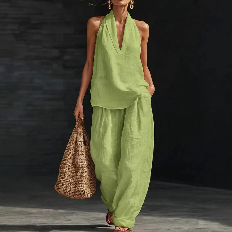 Zoë Sleeveless Set with Wide Pants