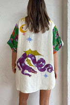 Heavenly Print Blouse and Pocketed Shorts Set