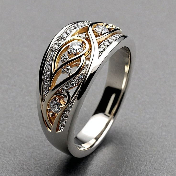 Anillo calado dorado y plateado