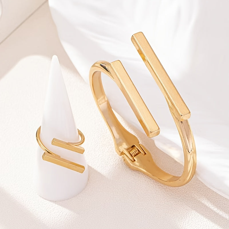 Conjunto elegante de anéis ajustáveis para pulseira, de estilo geométrico