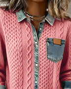 Camisa de manga larga con patchwork vaquero