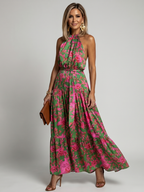 Rowen | Vestido midi halter drapeado