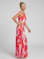 Taya | Vestido midi com corpete plissado e um ombro descoberto
