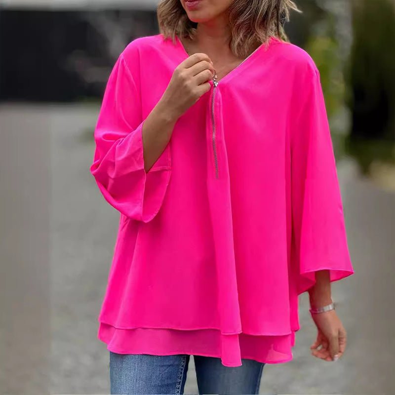 Lorelai | Blusa de chiffon com fecho de correr