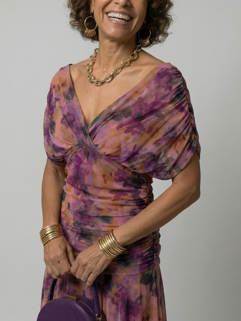 Calen | Vestidos midi fluidos com ombros descobertos