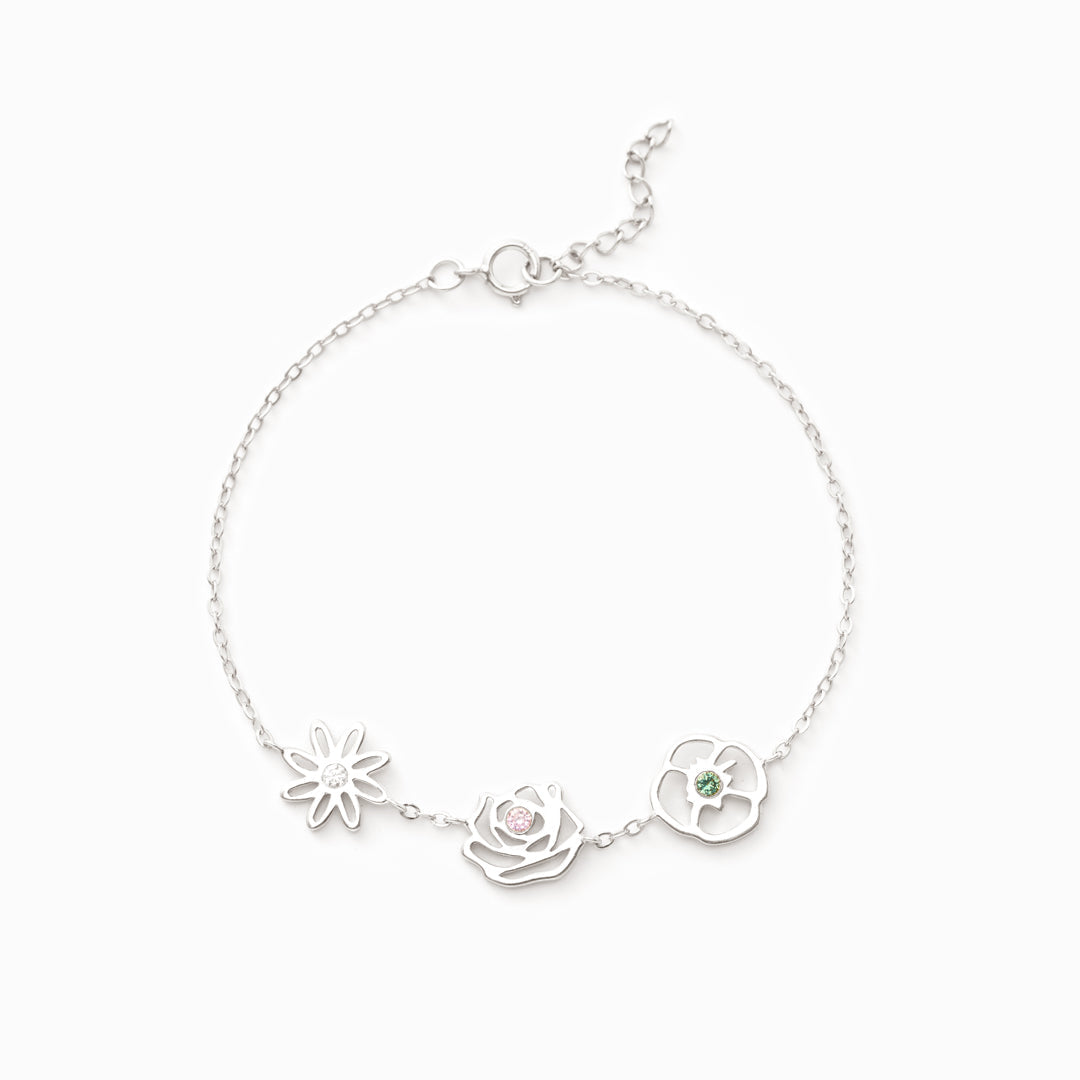 Birth Flowers Bracelet-Meaningful Family Jewelry