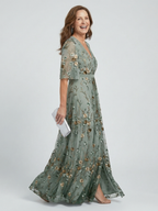Selora | Vestido longo esvoaçante com flores e decote frente única
