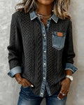 Camisa de manga larga con patchwork vaquero