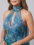 Juniper | Vestido largo halter sin mangas con abertura en forma de lágrima