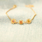Personalized Birth Flower Bracelet Three-Dimensional Floral Design