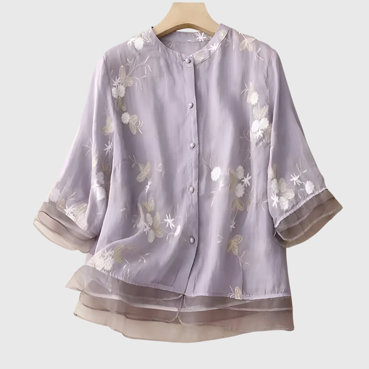 Nellie | Top elegante com flores bordadas
