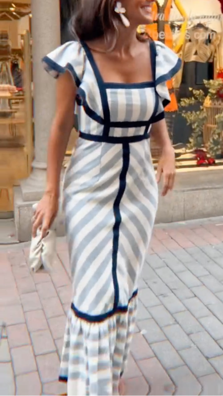 Dianne | Vestido largo retro de rayas