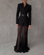 Lila Fashion Jacket & Perspective Skirt Set