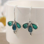 Artisan Teal Glass Floral Drop Earrings