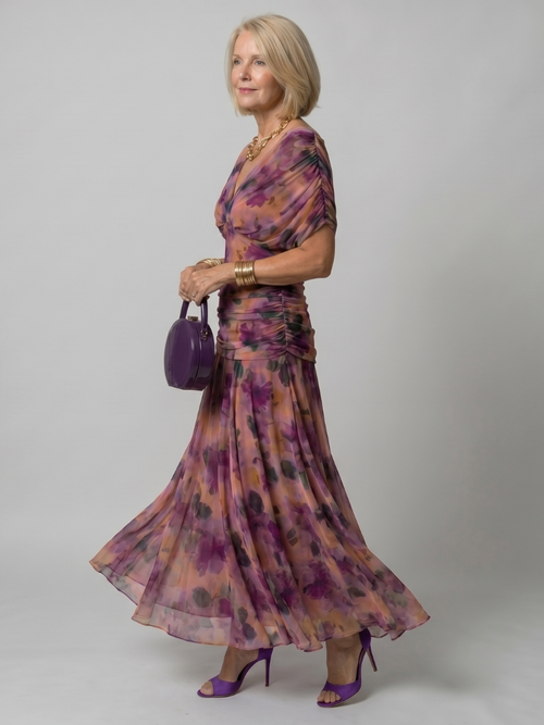 Calen | Vestido fluido midi com ombros descobertos