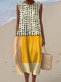 Vestido midi com blocos de cor e bolinhas Leah