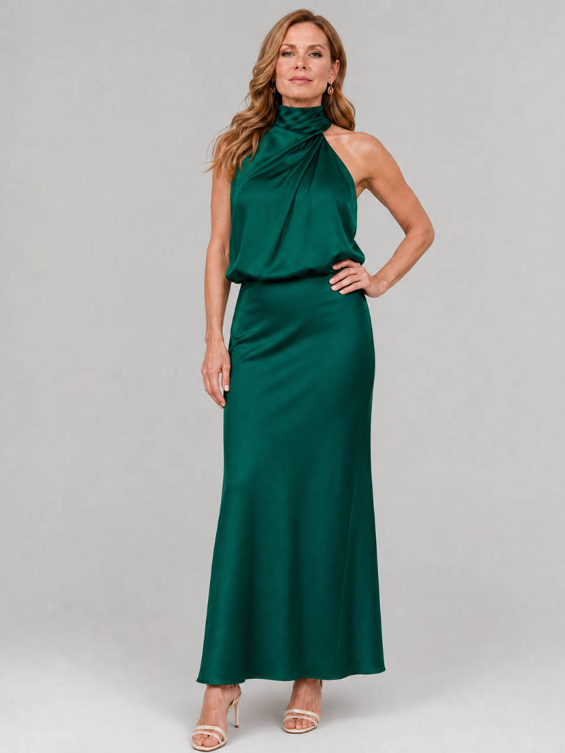 Nopal | Vestido midi drapeado sin mangas