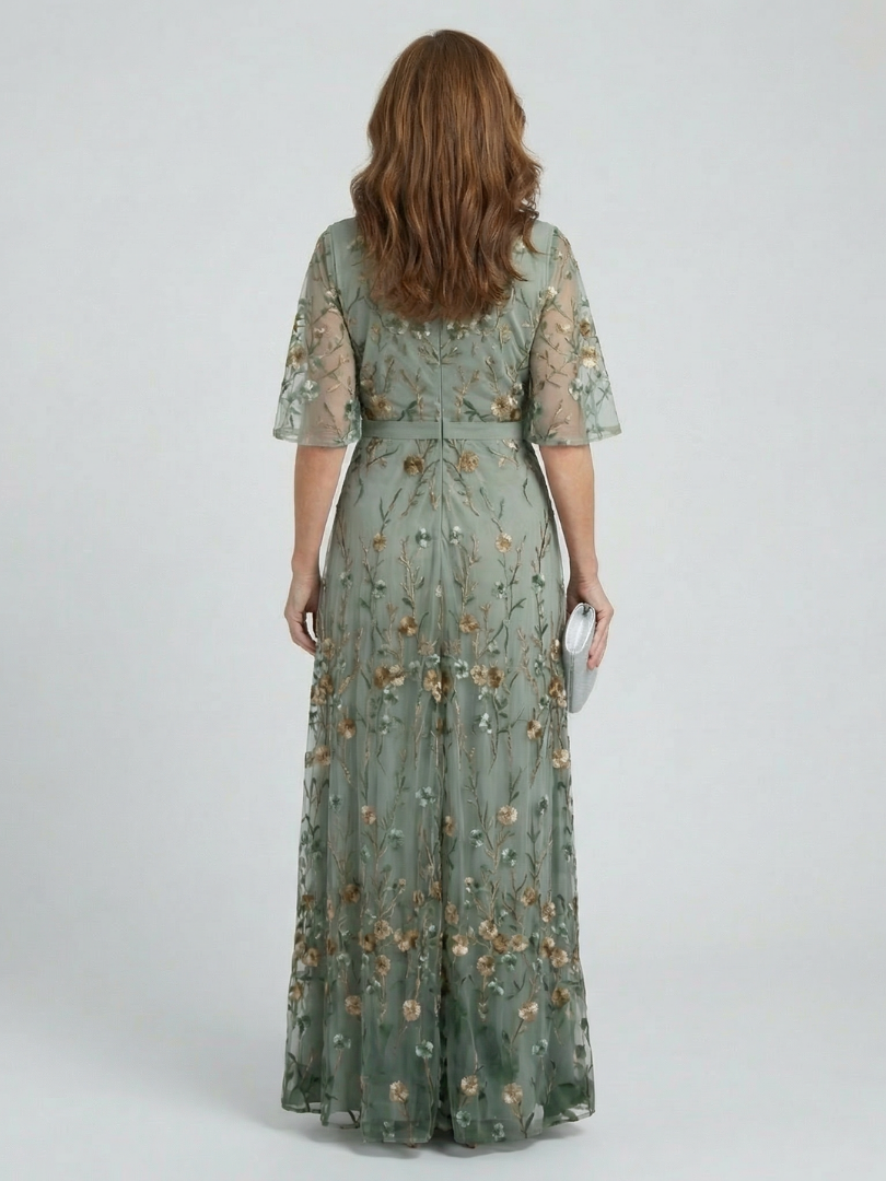 Selora | Vestido longo esvoaçante com flores e decote frente única