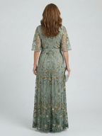 Selora | Vestido longo esvoaçante com flores e decote frente única