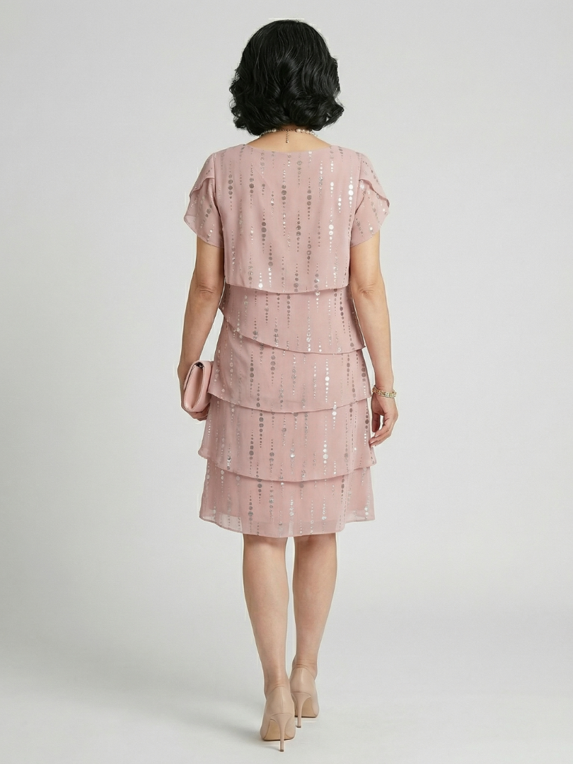 Makena | Vestido hasta la rodilla con líneas de lunares elegantes