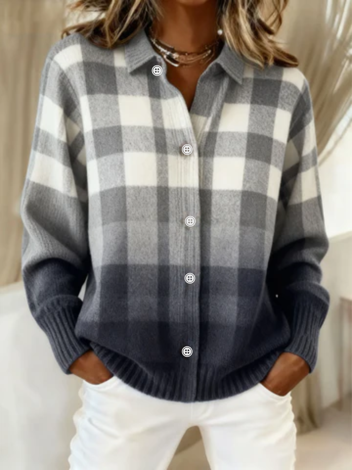 Mara™ – Blusa con capucha de cuadros
