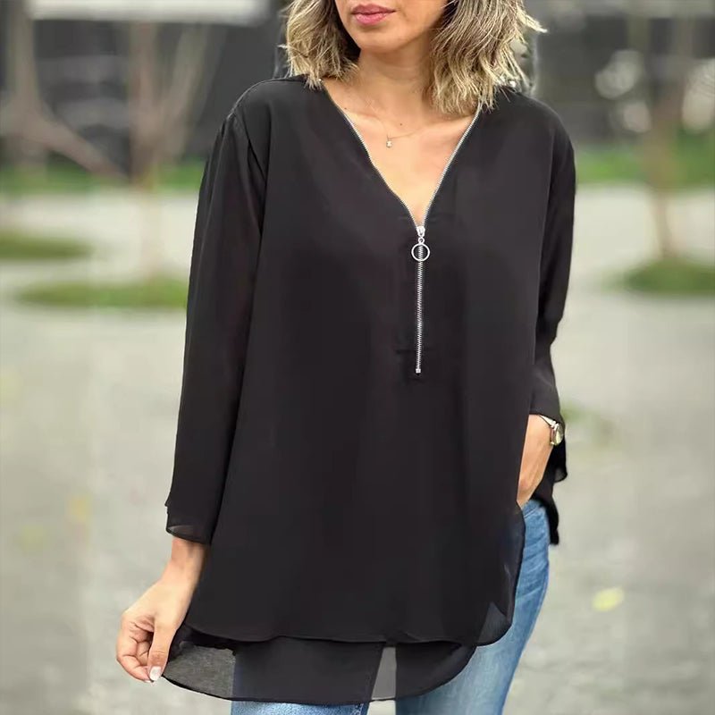 Lorelai | Blusa de chiffon com fecho de correr