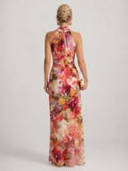Elisabetta | Vestido largo con cuello halter y estampado floral