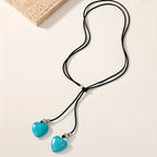Vintage Bohemian Style Turquoise Heart Necklace and Earring Set