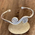 Vintage Gold White Plated Spiral Cuff Bangle Bracelet