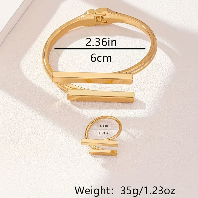Conjunto elegante de anéis ajustáveis para pulseira, de estilo geométrico