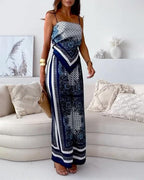 Conjunto de chaleco con cordones y pantalones estampados Lila