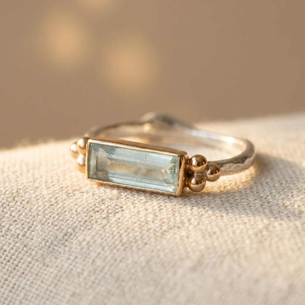 Anillo llamativo rectangular de vidrio blanco Luminara