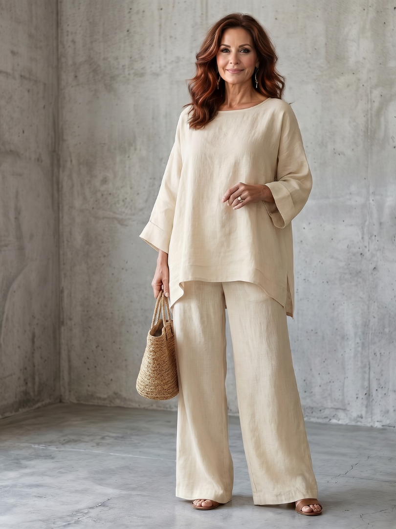 Prue | Conjunto extragrande de túnica y pantalón de pierna ancha