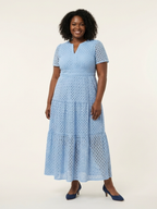 Brielle | Vestido midi em camadas com decote em V e mangas curtas