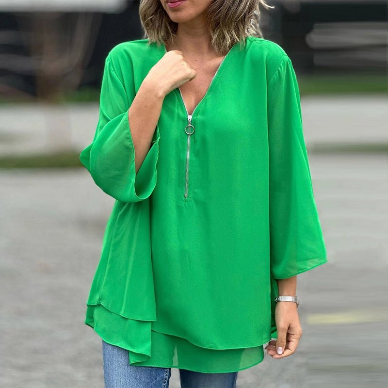Lorelai | Blusa de chiffon com fecho de correr
