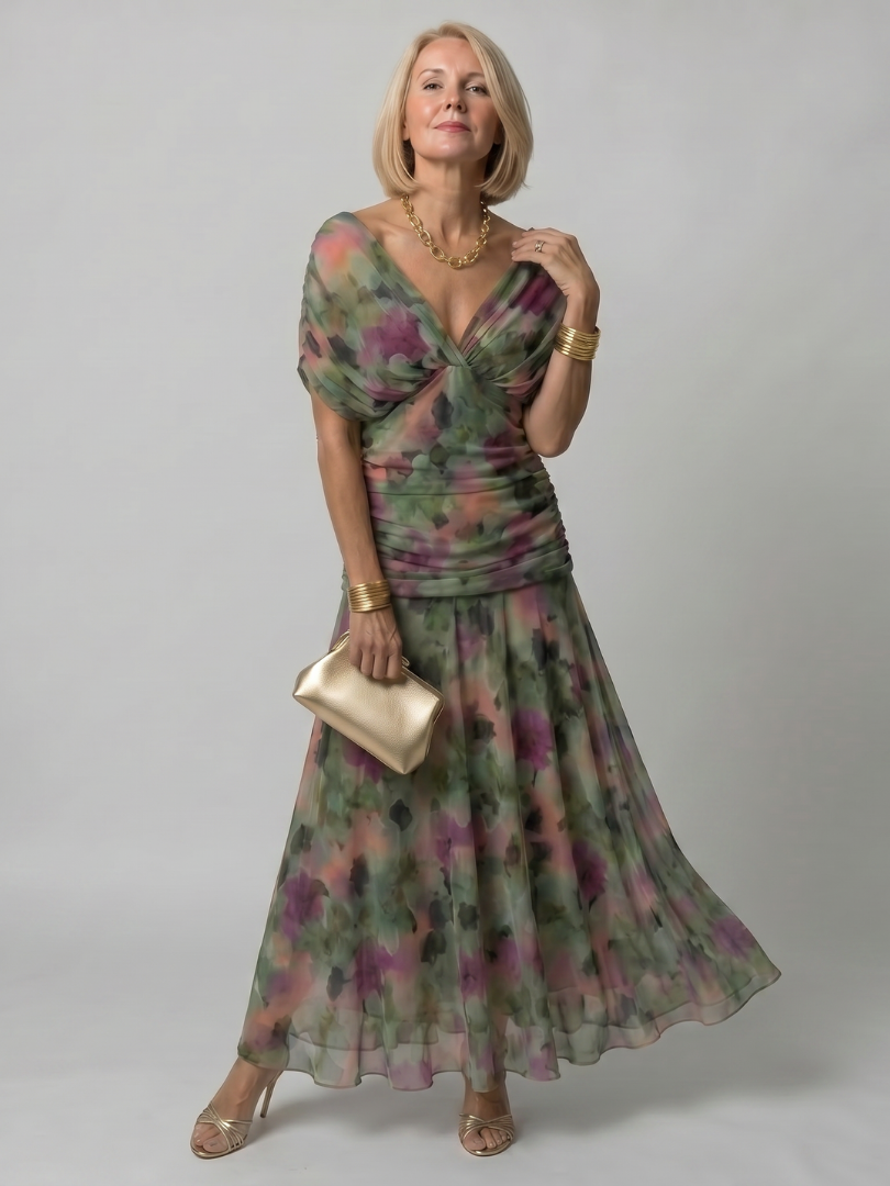 Calen | Vestido fluido midi ombro a ombro