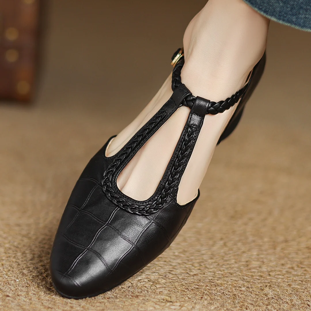 Sapatos Mary Jane em pele