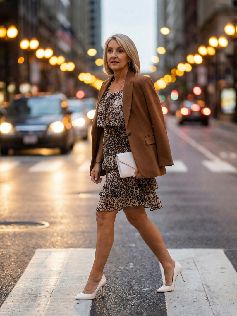 Briar | Vestido com estampa animal, na altura dos joelhos