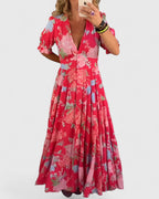 Minelda | Vestido floral elegante com decote em V