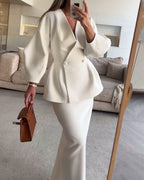 Samantha V-Neck Top & Skirt Set