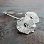 Handcrafted Textured Silver Flower Drop Earrings
