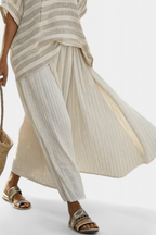 Westlyn | Comfortable Striped Bamboo Top & Flowing Linen Pants