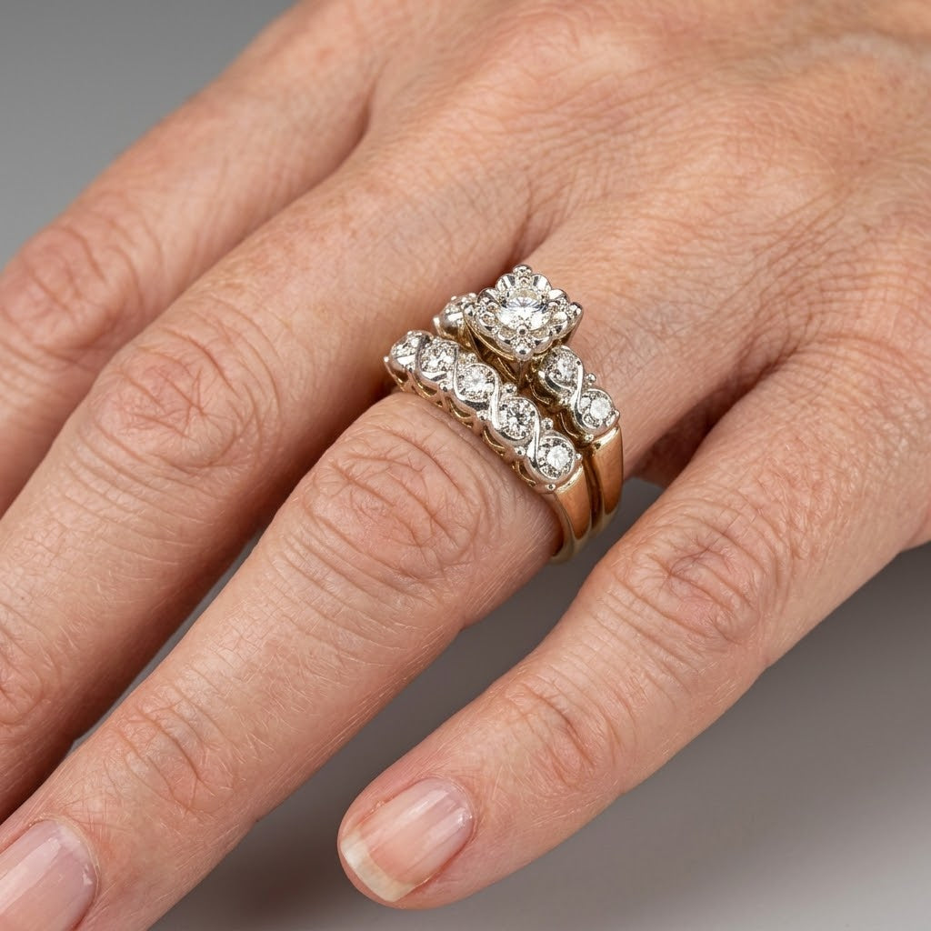 Anillo dorado vintage brillante