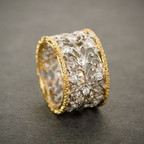 Anillo vintage de circonia con diseño de hiedra y filigrana
