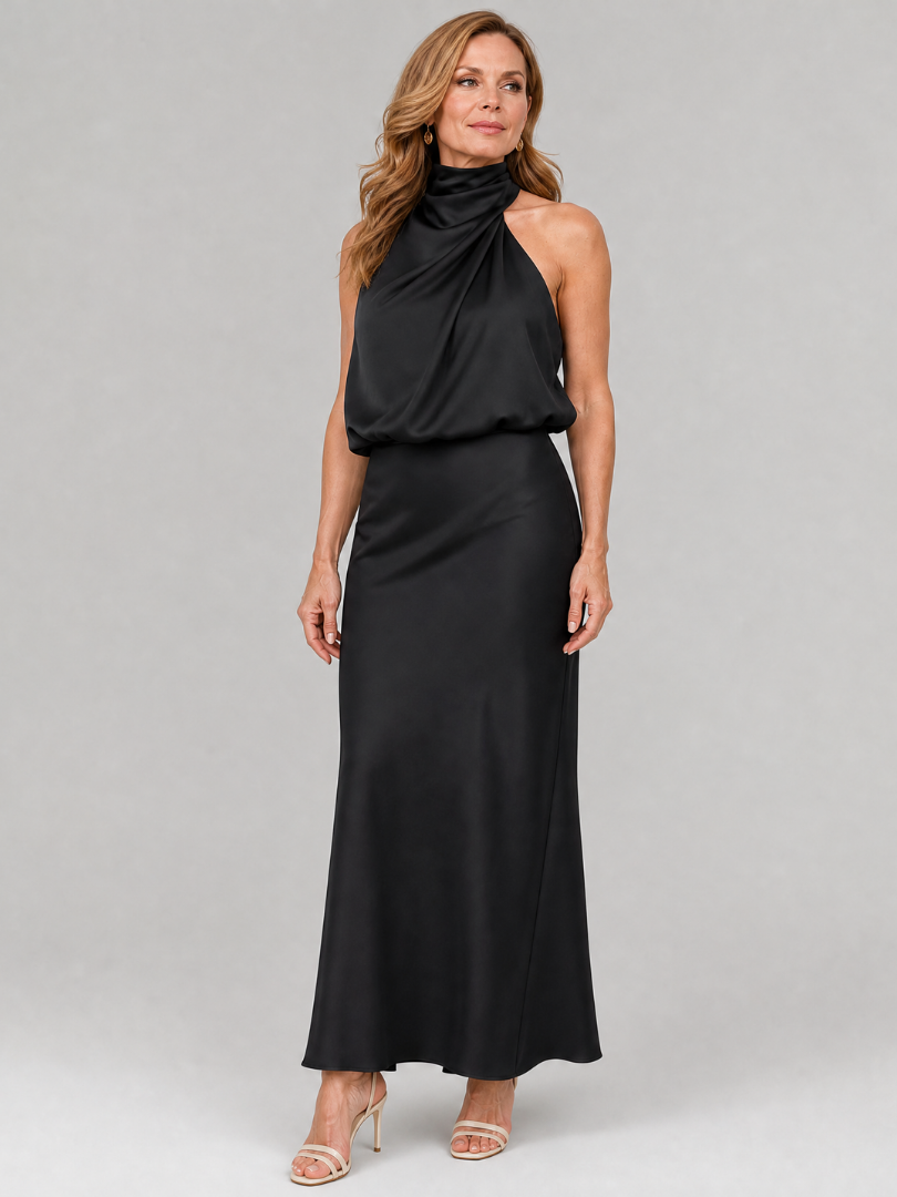 Nopal | Vestido midi drapeado sin mangas